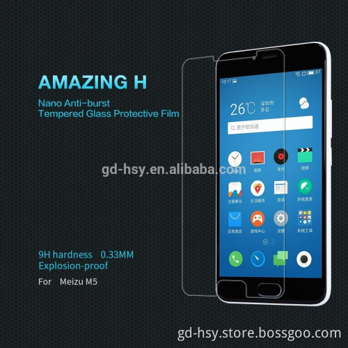 HUYSHE cell phone for Meizu M5 anti-shock tempered glass screen protector guard for Meizu M5